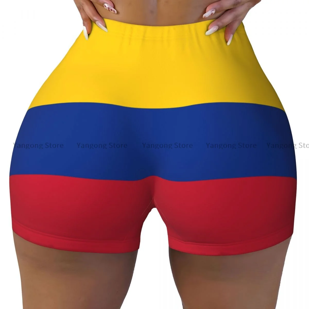 Women Yoga Shorts Flag Of Colombia.svg Workout Shorts Fitness quick-dry Ladies Yoga Gym Running Short Pants Sportswear