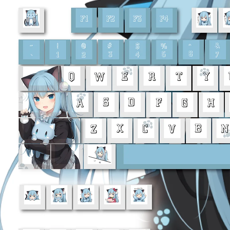 Nekoha Shizuku Theme Keycaps 108-key PBT Sublimation Keycaps Anime Cartoon Game Cherry Profile Mechanical Keyboard Keycaps Gifts