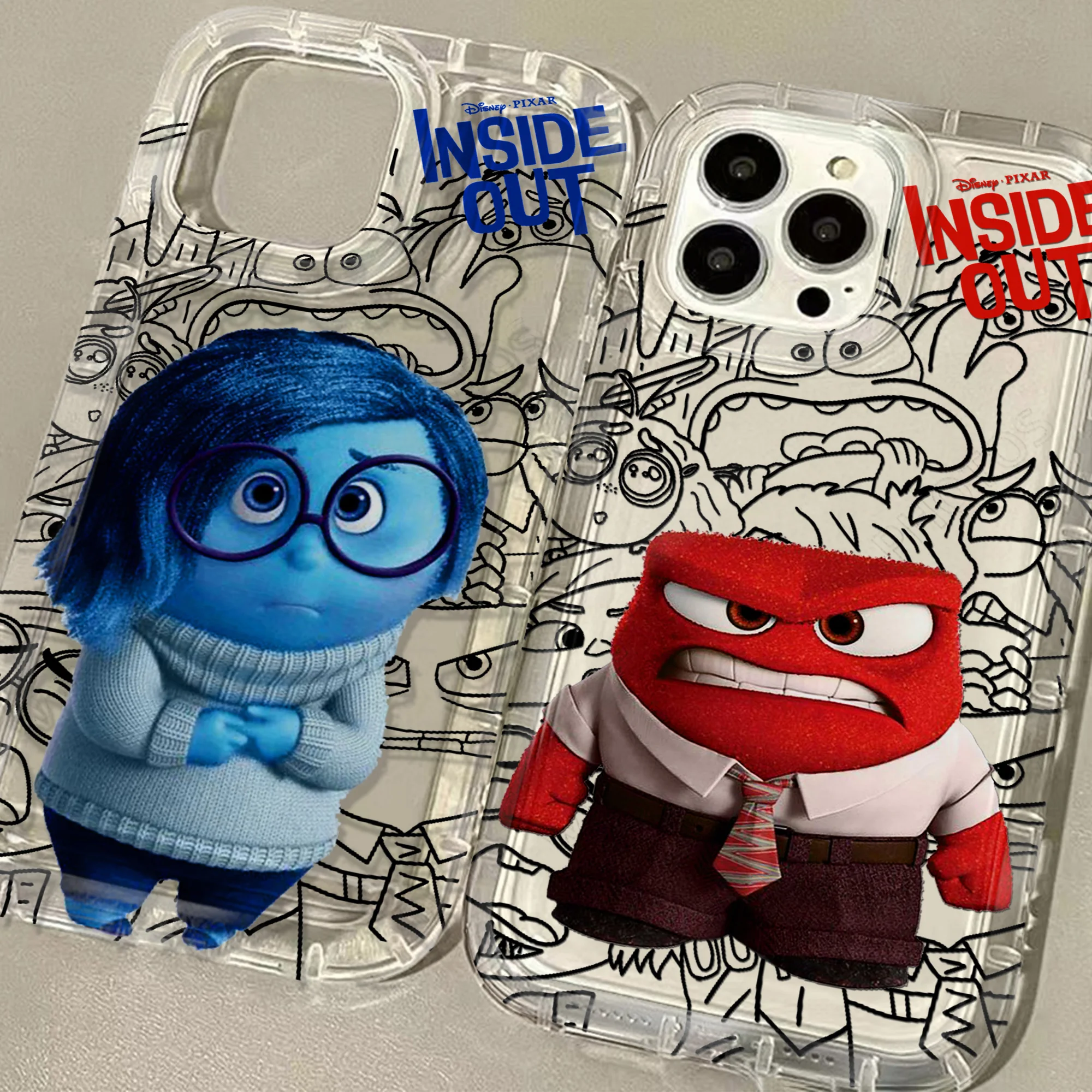 Cute Inside Out 2 Disneys Clear Case for IPhone 16 15 14 13 12 11 Pro Max 14 15 7 8 Plus X XR XS Max SE2020 Airbag Shockproof