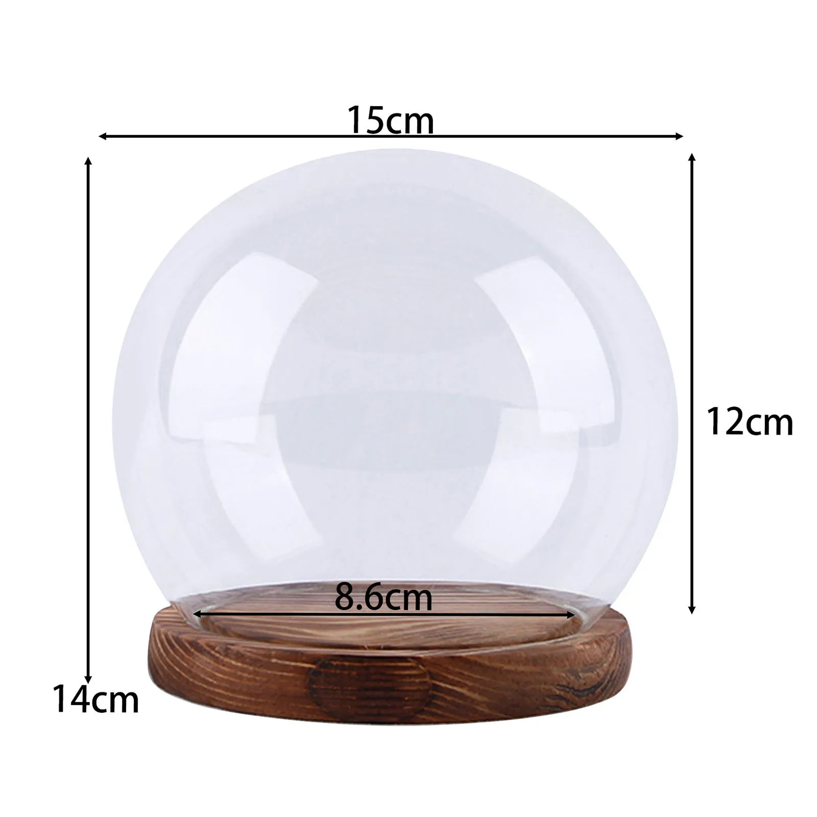 Cloche Glazen Koepel Met Basis Tafelblad Display Glas Cloche Globe Dome Clear Ball Vorm Decoratieve Dome Case Globe Voor Bloem - afbeelding 1