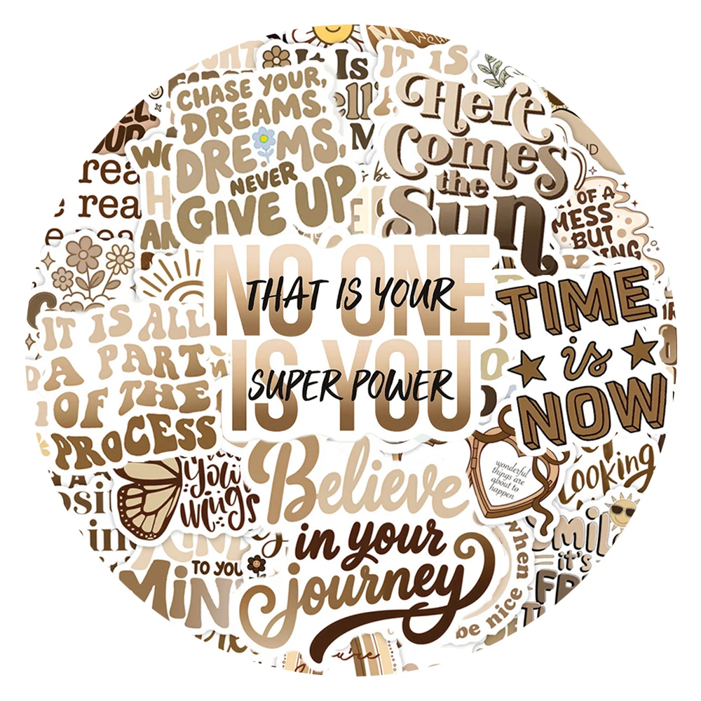 

10/30/50pcs Vintage Inspirational Phrase Stickers Cartoon Boho Art Style Graffiti Decals Guitar Notebook Phone Sticker Packing