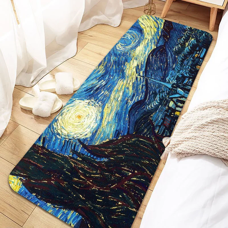 Great Art Van Gogh Oil Painting Door Mat Entrance Non-slip Doormat Washable Kitchen Carpet Living Room Hallway Rugs Bathroom Bat