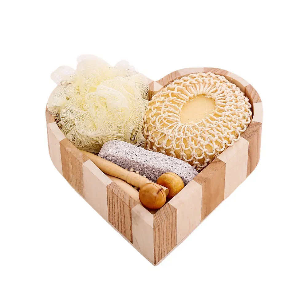 

Набор из 1 предмета: Деревянное ведро для ванны с дизайном в виде сердца, отшелушивающие и очищающие инструменты для тела, для гладкости кожи, удаления жира, комфортного душа с гелем
