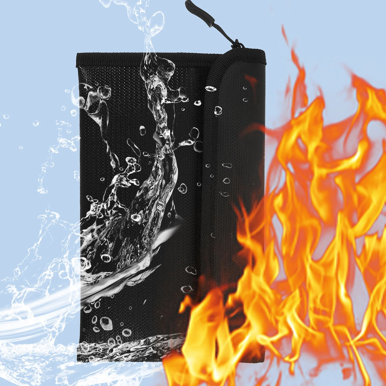 Waterproof Fireproof Document Bag Silicone Fiber Large Capacity Receipt Container Multipurpose Zipper Pouch File