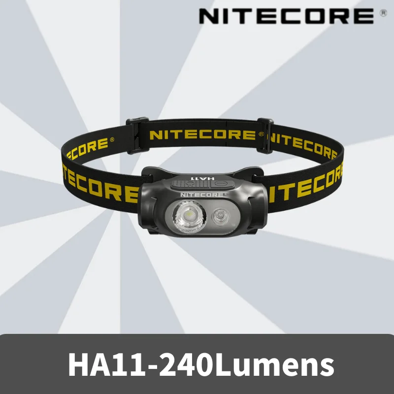 NITECORE HA11 240Lumens Headlamp Max throw of 90 Meters Runtime 40Hours Lightweight Night Running Headlamp