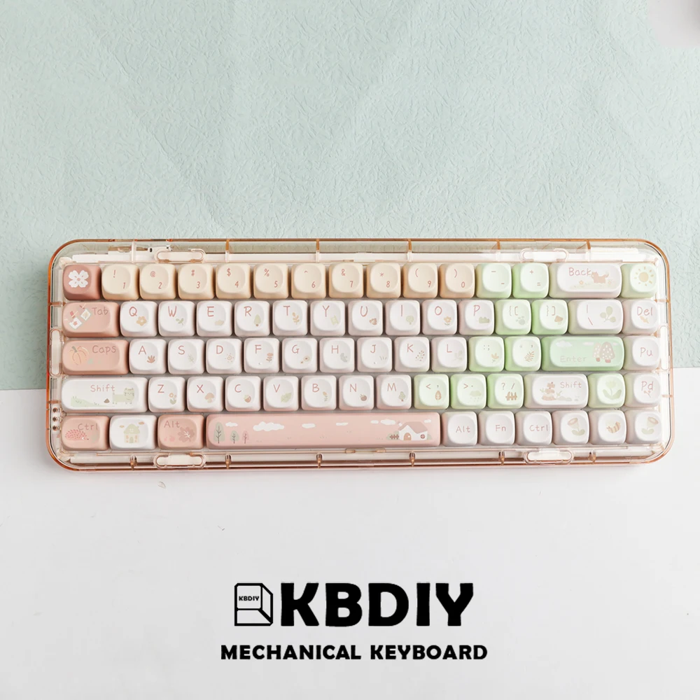 KBDiy 141 Keys/Set MOA Profile PBT Forest Cabin Keycaps for Mechanical Keyboard Gaming MAC Key Caps DIY Custom Caps for GMK67 64