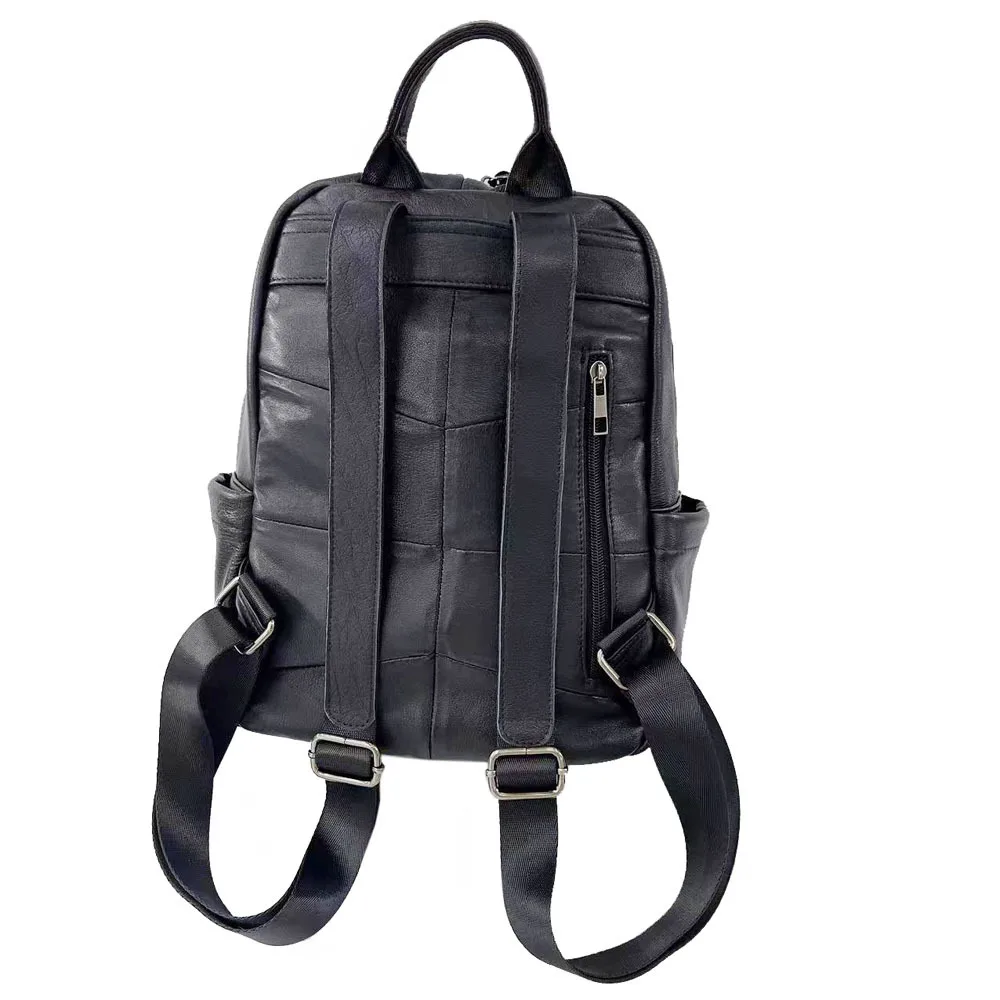 حقيبة ظهر من الجلد الطبيعي باللون الأسود للنساء مضادة للسرقة حقيبة كتف للسفر للفتيات حقيبة ظهر مدرسية من جلد البقر الحقيقي