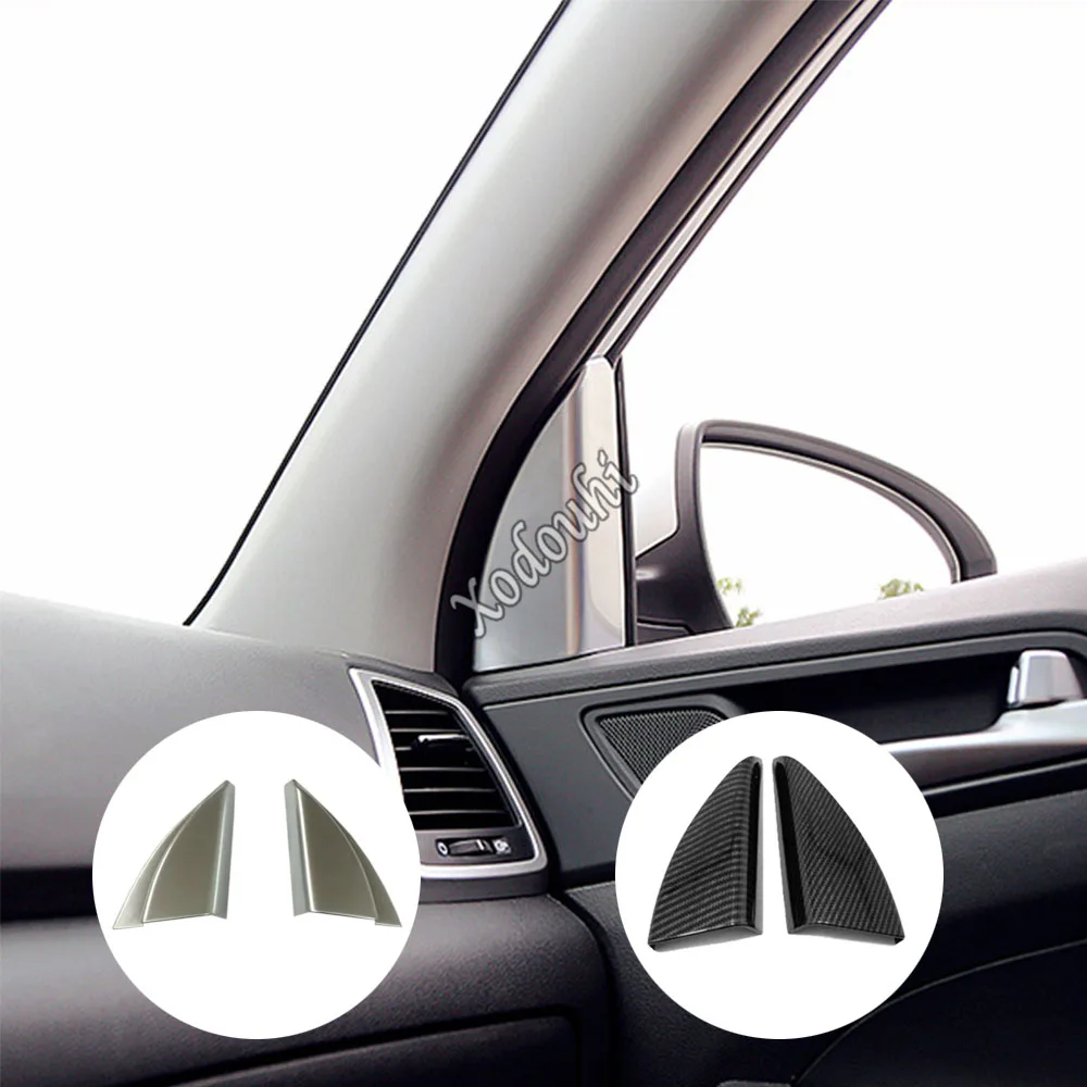 

For Hyundai Tucson 2015 2016 2017 2018 Car Cover ABS Plastic Inner Front Head A Column Lamp Frame Triangle Molding Trim 2PCs