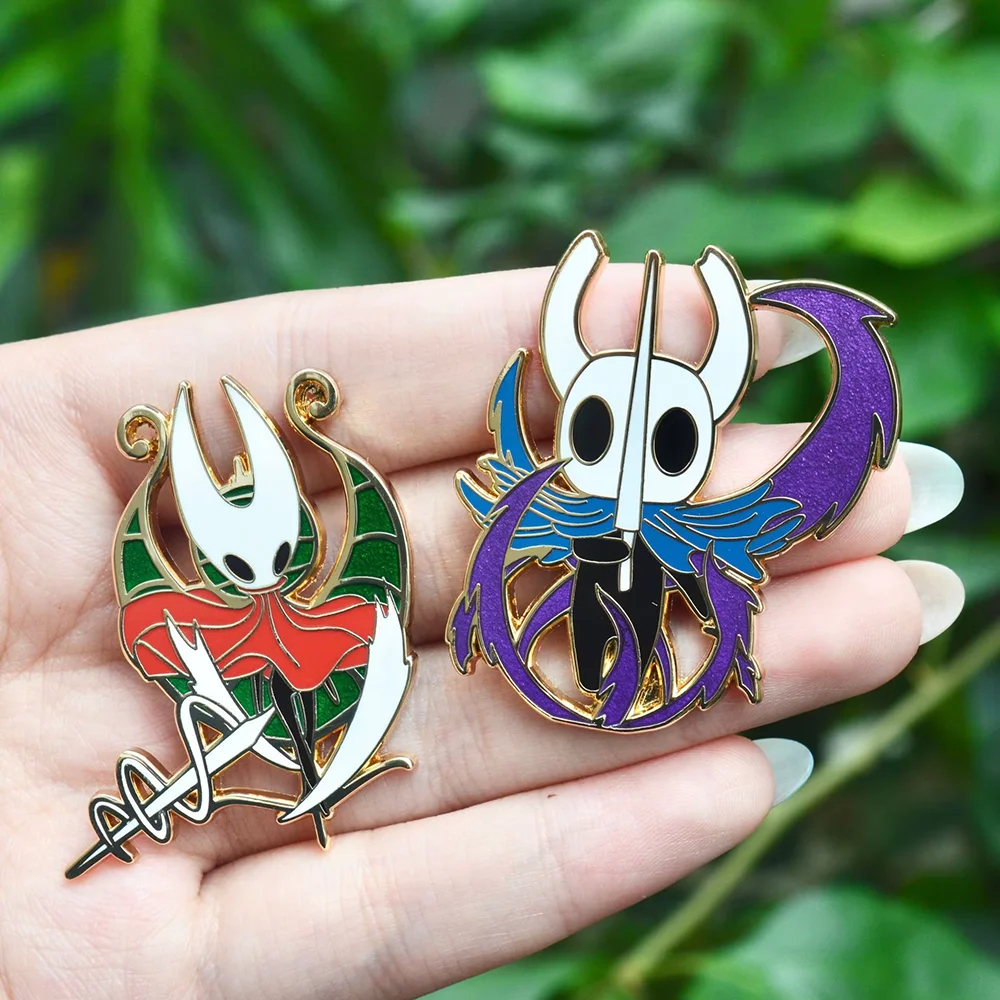 2pcs/Set Hollow Knight Enamel Pins Cute Cartoon Metal Brooch Game Lapel Badge for Backpack Clothes Accessories Friends Gift