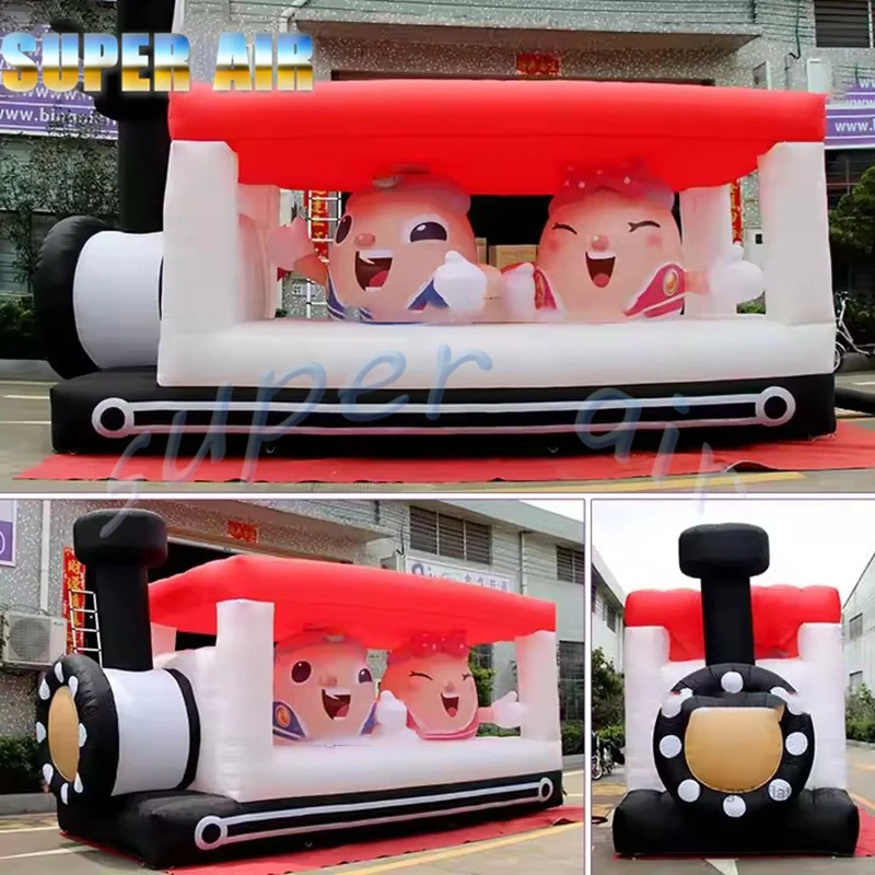 Treno gonfiabile rosso modello cartone animato gonfiabile personalizzazione della moda per bambini