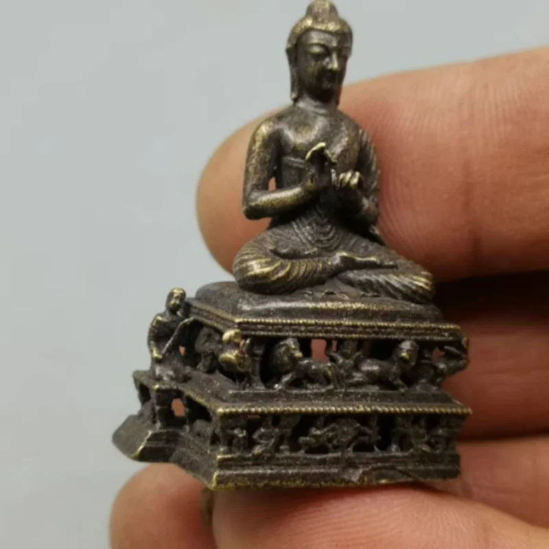 

Antique collection brass mini bodhisattva Buddha statue home desktop offerings feng shui auspicious handicraft