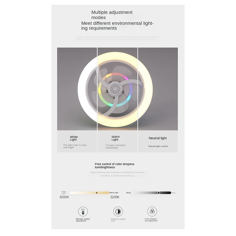 360 ° Rotating Ceiling Fan Light E27 Intelligent Fan With Remote Control LED Fan Light For Living Room Bedroom Top 50W Durable