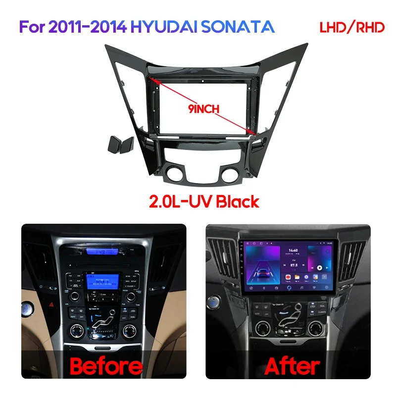 QSZN 9 Inch Car Radio Fascia For HYUNDAI SONATA 2011 2012 2013 2014 Video Panel Player Audio Dash 2 Din Frame Mount Kit Bezel