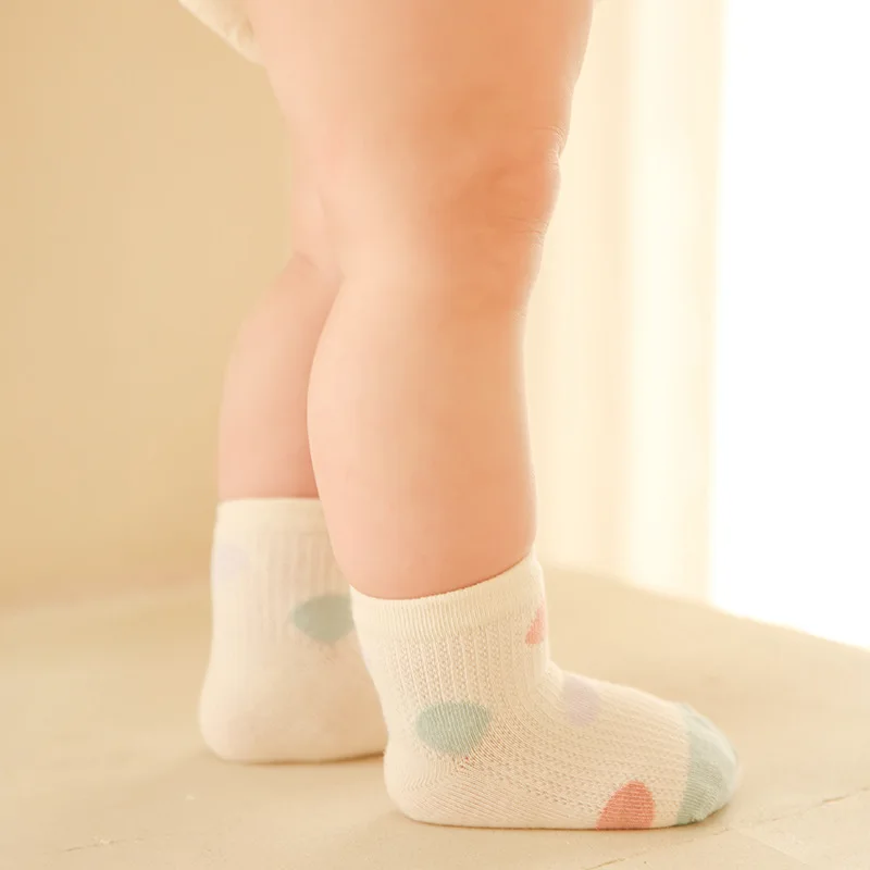 New baby cotton breathable sweat-absorbent socks summer cute pastoral style little flower baby mesh socks thin children's socks