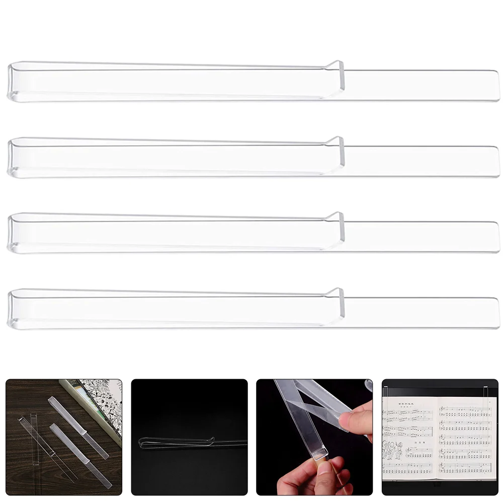 

2 Pairs Score Stand Music Clip/music Piano Book Clear Shelf Bookshelf Wind Page Acrylic Holder