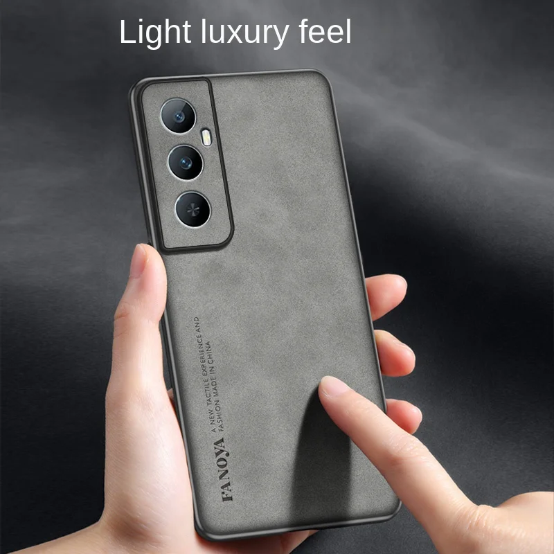 Realme C65 RealmeC65 RMX3910 Case PU Leather Surface Hard PC Back Cover Shockproof Matte Phone Case for Realme C65 4G RMX3910