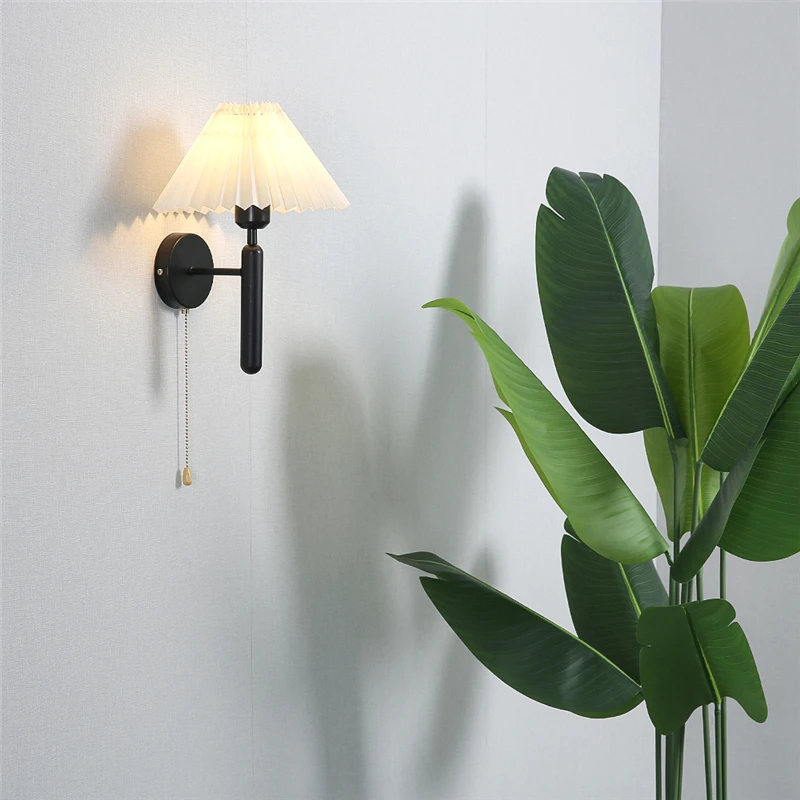 الحديثة بسيطة مصابيح الحائط LED قضيب سميك معدني مجهزة مع سستة التبديل مطوي ورقة الجدار ضوء الشمال غرفة ديكور أضواء الجدار