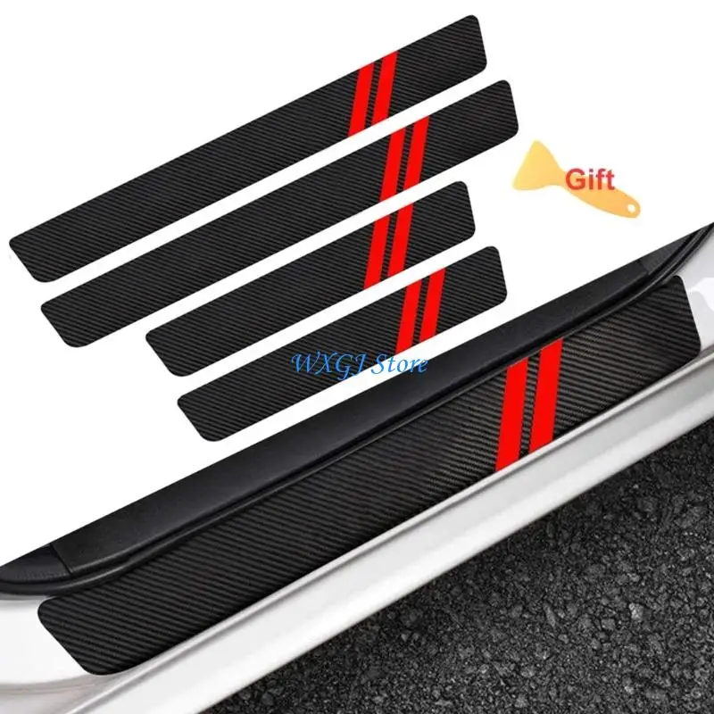 37JE Car Door Guards Carbon Fiber Look Door Sill Protectors For Cars And SUVs 5