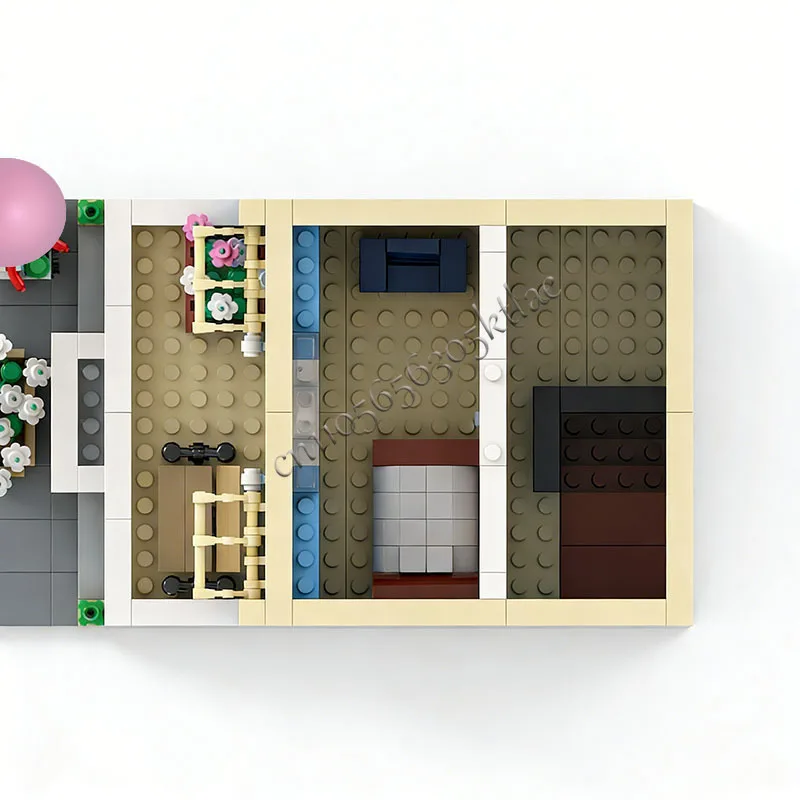 1798 pièces Maison Rue Hôtel Modulaire Bleu MOC Personnalisable Blocs de Construction Modulaires Conception Créative Jouet Éducatif DIY Cadeau d'Anniversaire