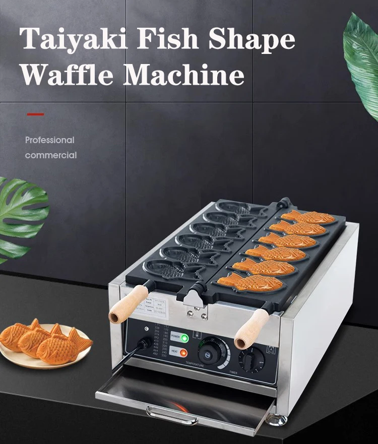 Factory Price 6pcs Bubble Fish Shape Waffle Maker Commercial Snack Taiyaki Fish Waffle Machine