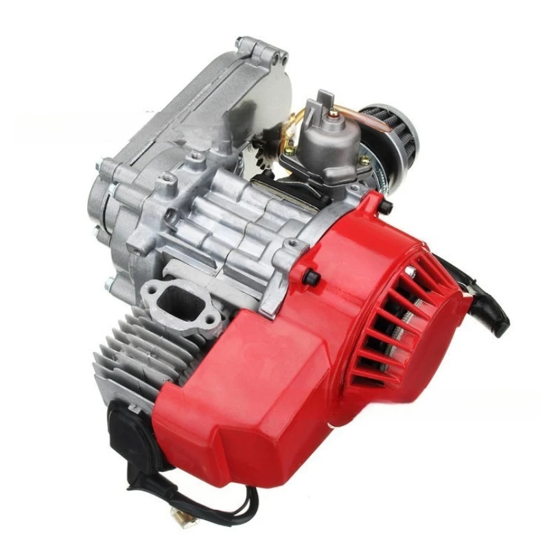 49CC 2 Stroke Engine Motor Air Cooling Pull Start with Carburetor Air Filter Gear Box for Mini Pocket Quad Dirt Bike ATV Scooter