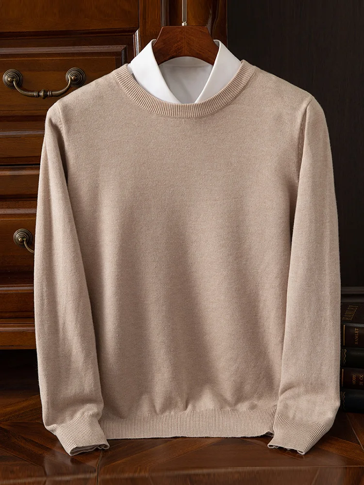 سترة رجال الأعمال فضفاضة كبيرة الحجم طاقم الرقبة الخامس الرقبة سلسلة سترة بلون بسيط دافئ محبوك القميص السفلي