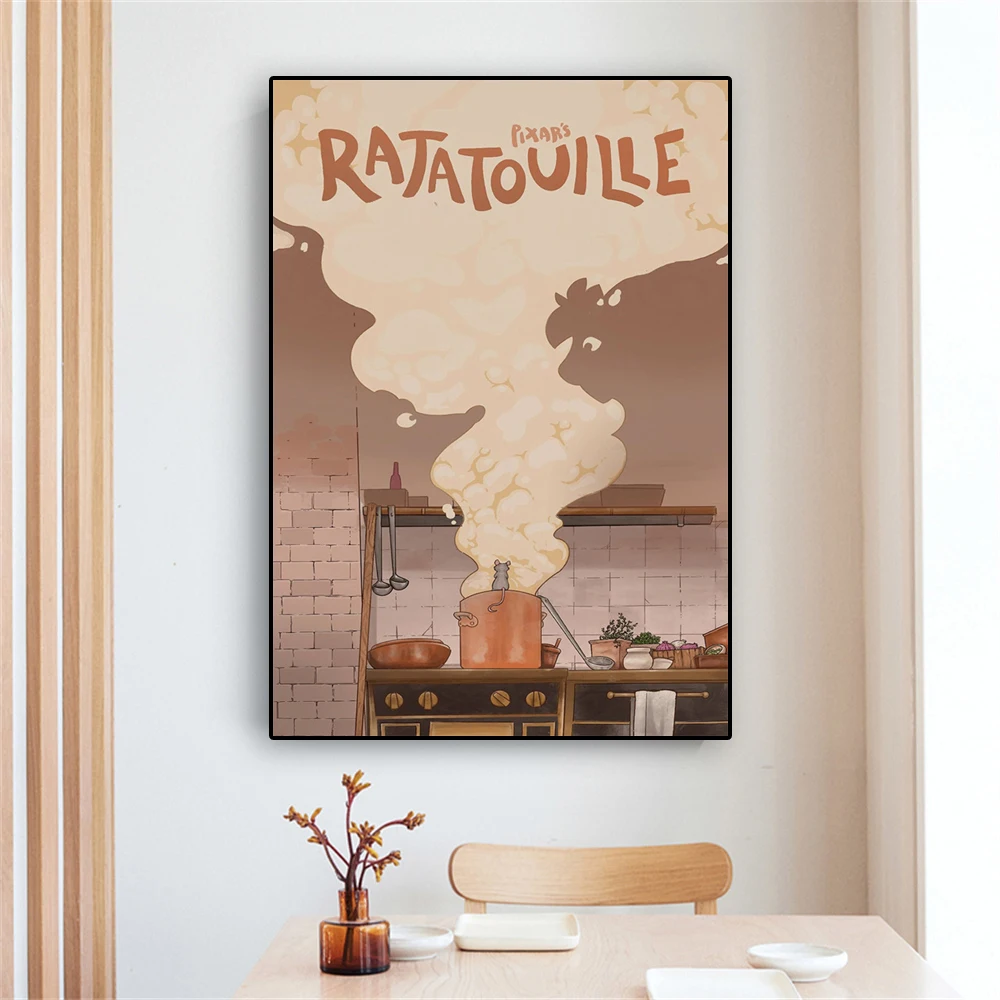 Disney Cartoon Ratatouille Movie Poster Vintage Color TV Show Art Prints Funny Retro Canvas Painting Picture Home Kitchen Decor