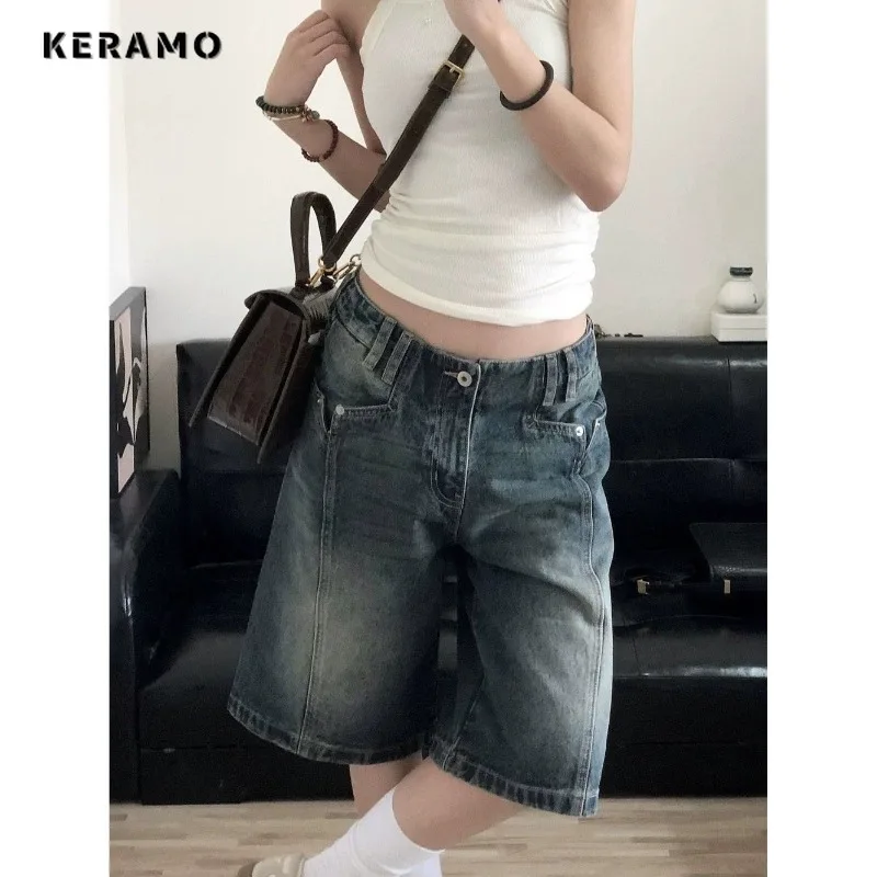 Moda damska Hotsweet Jean wysoki stan 2000S niebieskie luźne jeansowe szorty casualowe seksowne luźny krój Y2K Street Harajuku styl szorty