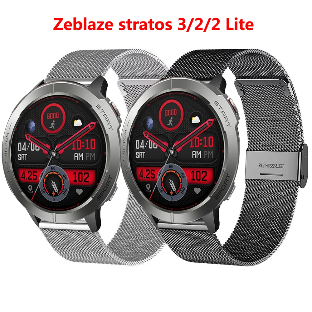 22mm Mesh Watch Band for Zeblaze Stratos 3 2 Lite Bracelet Wrist Strap Loop for Zeblaze Stratos2 Watchband Accessories