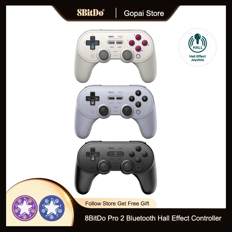 

8Bitdo NEW Pro 2 Bluetooth Gamepad Hall Effect Joystick For Nintendo Switch PC macOS Android Steam Raspberry Pi Game Controller