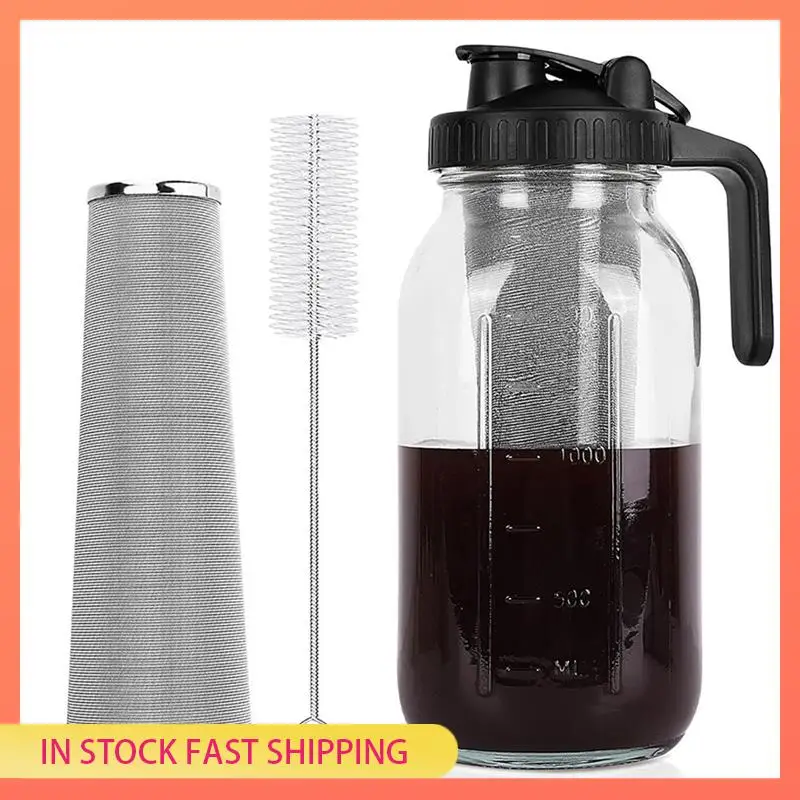 

AA05 Кофеварка для холодного приготовления, кувшин на 64 унции с фильтром, контейнер для хранения кофе и чая со льдом для холодильника и крышка с носиком для заливки
