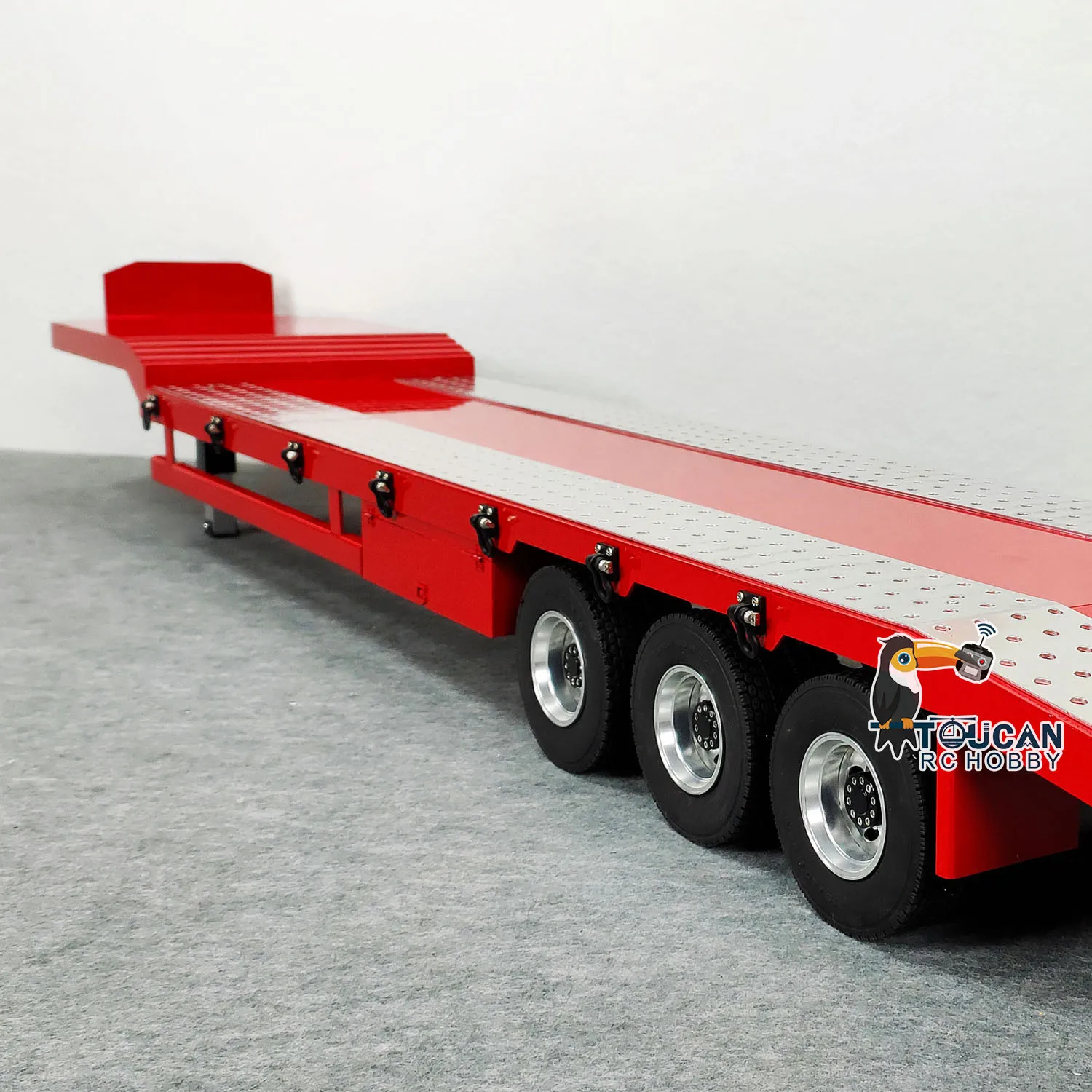 Metal Trailer 1/14 RC Parts with Electric Tail-board Lifting Legs Battery for Radio Control Tractor Truck Car Model Toy TH23498