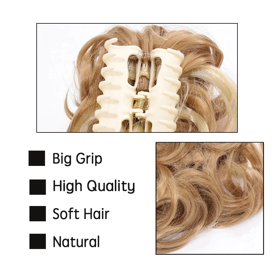 DIAMQI Chemical fiber wig women's short fluffy natural messy grab clip-type back head bun hair bag