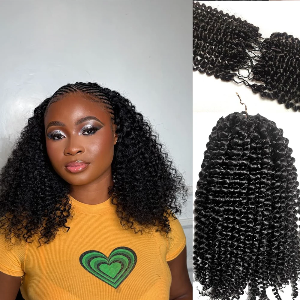 Afro 4C 4B Kinky Curly Feather Human Hair Crochet Lightweight Pre-Fluffed Pre-Separated Reusable Hair Extensions for Women