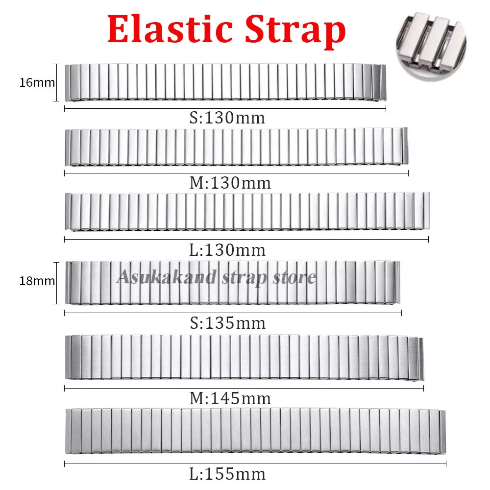 Elastisches Stretch-Metallarmband Universal-Armband Edelstahl Erweiterung 16 mm 18 mm für Smartwatch-Armband Damen Herren Armband