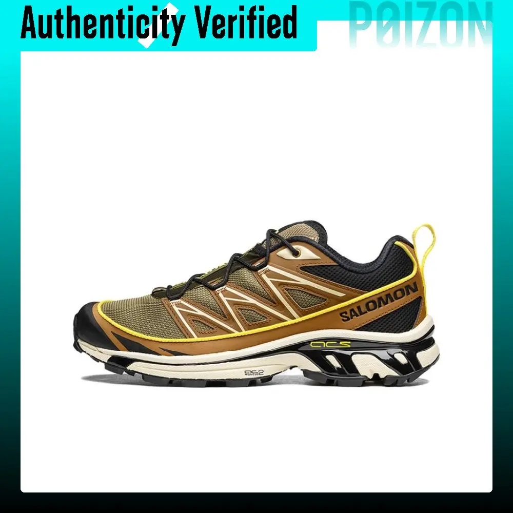 SALOMON XT 6 Mesh Low top Casual Trail Running Training City Commuting Running Shoes Unisex Brown Yellow L47134000