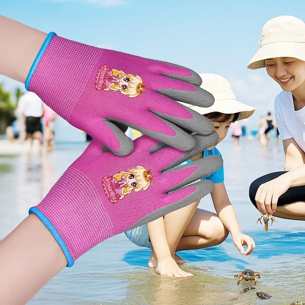 

2 Pairs Cartoon Animal Protective Gloves Thickening Wear-Resistant Kids Work Gloves Multi-purpose Waterproof Gardening Gloves