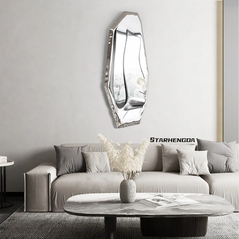 

Metal stainless steel shaped creative mirror | wall decoration of northern Europe light luxury