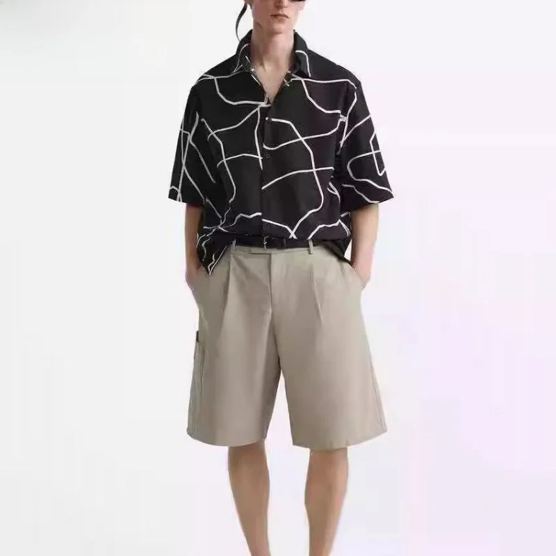 

Loose Bubble irt Men's Casual ort Sve Printed New Summer 2025 Youth Faion Regular Fit Button down Chinese Origin