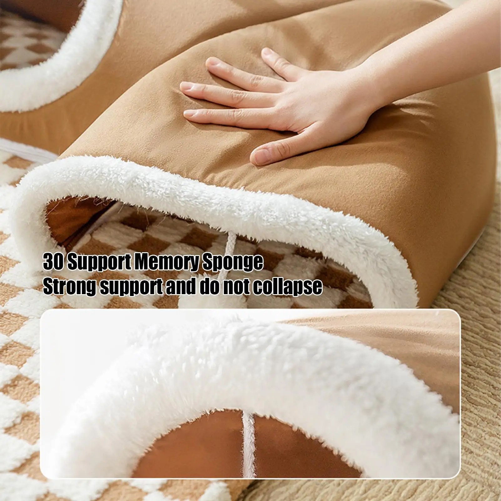 سرير مريح للقطط مع نفق بيت قطط حصيرة منزلية بيت الحيوانات الأليفة أنشطة القطط نفق سرير دافئ قرن الوعل القط بيكابو عش الكهف كيتي أنبوب #5