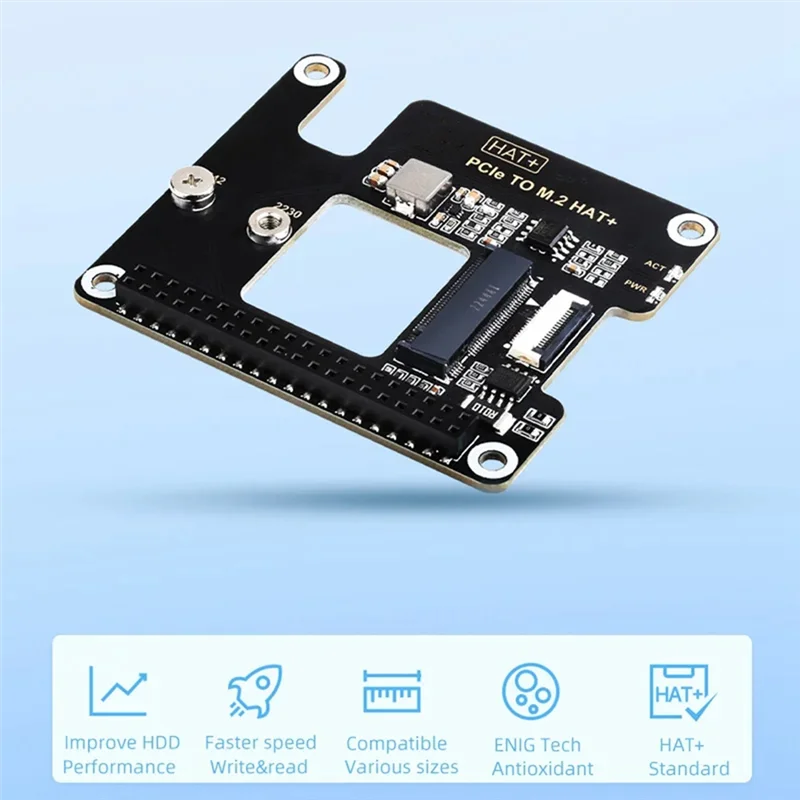 Carte d'extension haute vitesse NVME pour Raspberry Pi 5 Pcie à M.2 HAT, avec câble 16P, Support d'en-tête GPIO, refroidisseur actif