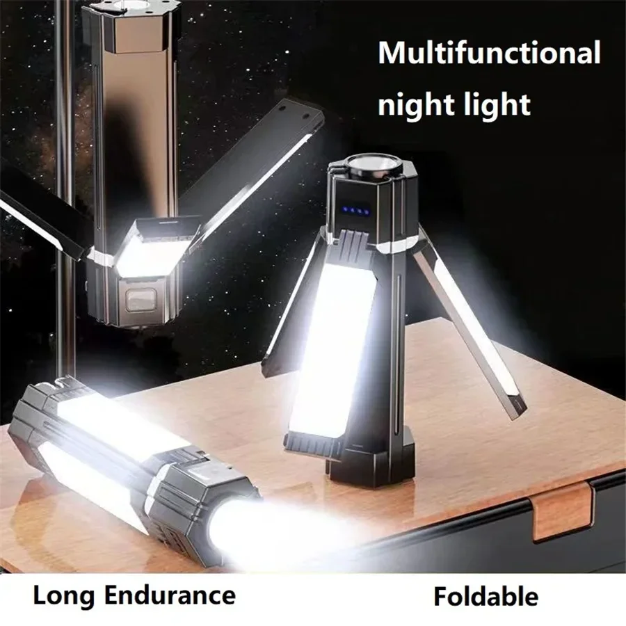 Portable Foldable LED Outdoor Tent Lamp Waterproof Camping Light USB Rechargeable Emergency Night Market Worket Light Flashlight