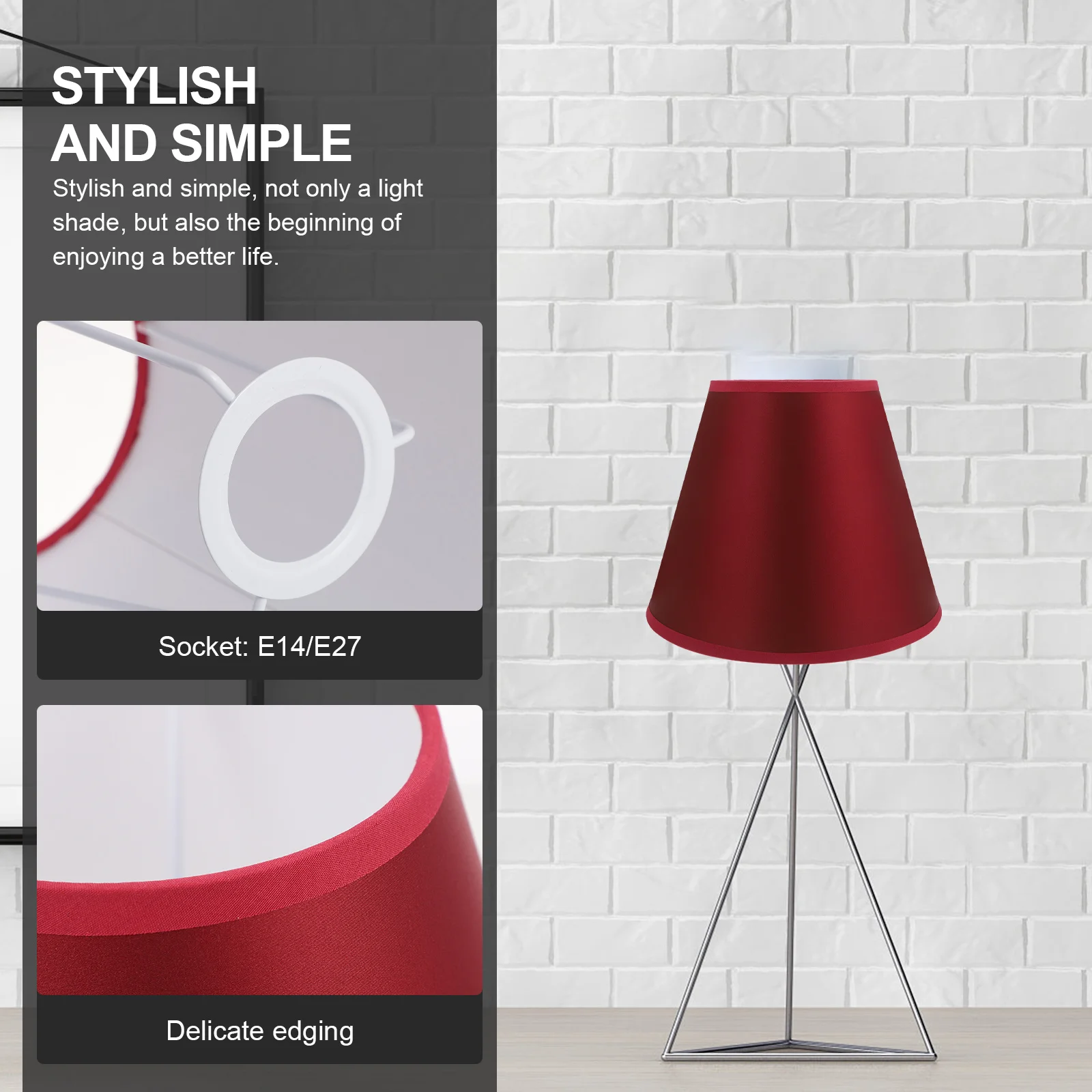 

Small Cloth Lampshade E27 E14 Base Metal Fabric Durable Lamp Cover Soft Ambient Light Transmission Decorative for Bedroom Wall