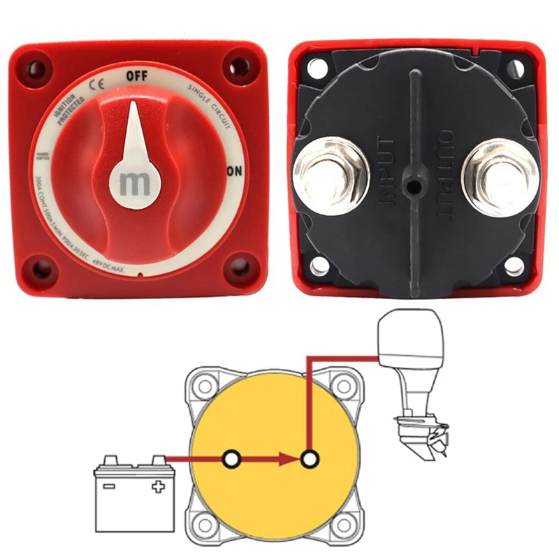 Мини-переключатель, отключение/выключение морской лодки, 12-48 В, 100-300 А, переключатель аккумулятора, изолятор, отключение, поворотный, простая установка, одноконтурный