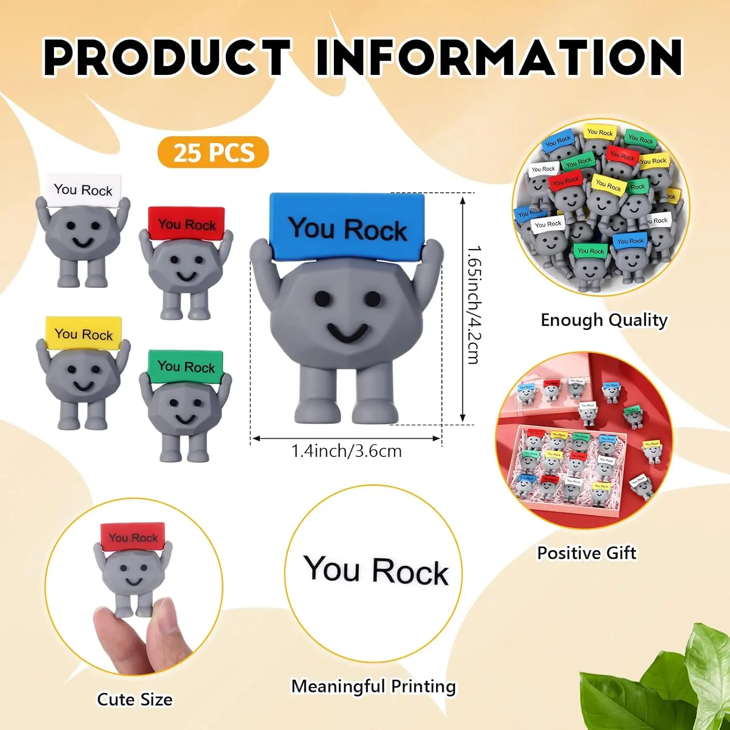Random Color You Rock Mini Figurine Positive Encouragement Decor for Colleagues Teachers Birthday Gifts