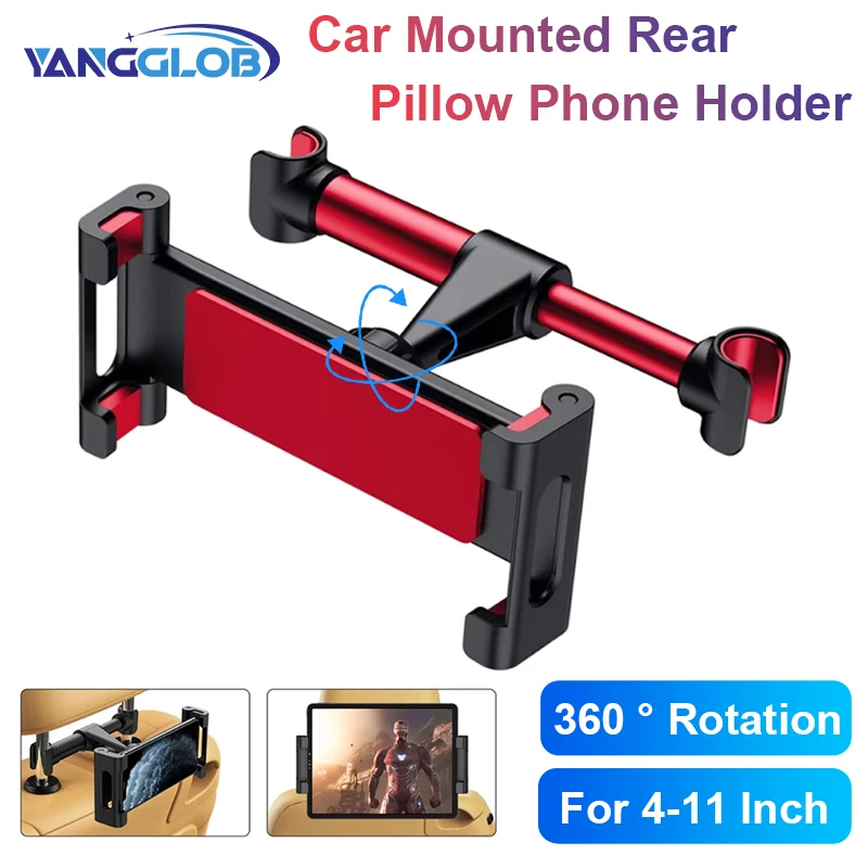 YANGGLOB Telescopic Car Rear Pillow Phone Holder Tablet Car Stand Seat Rear Headrest Mounting Bracket for Phone Tablet 4-11 Inch