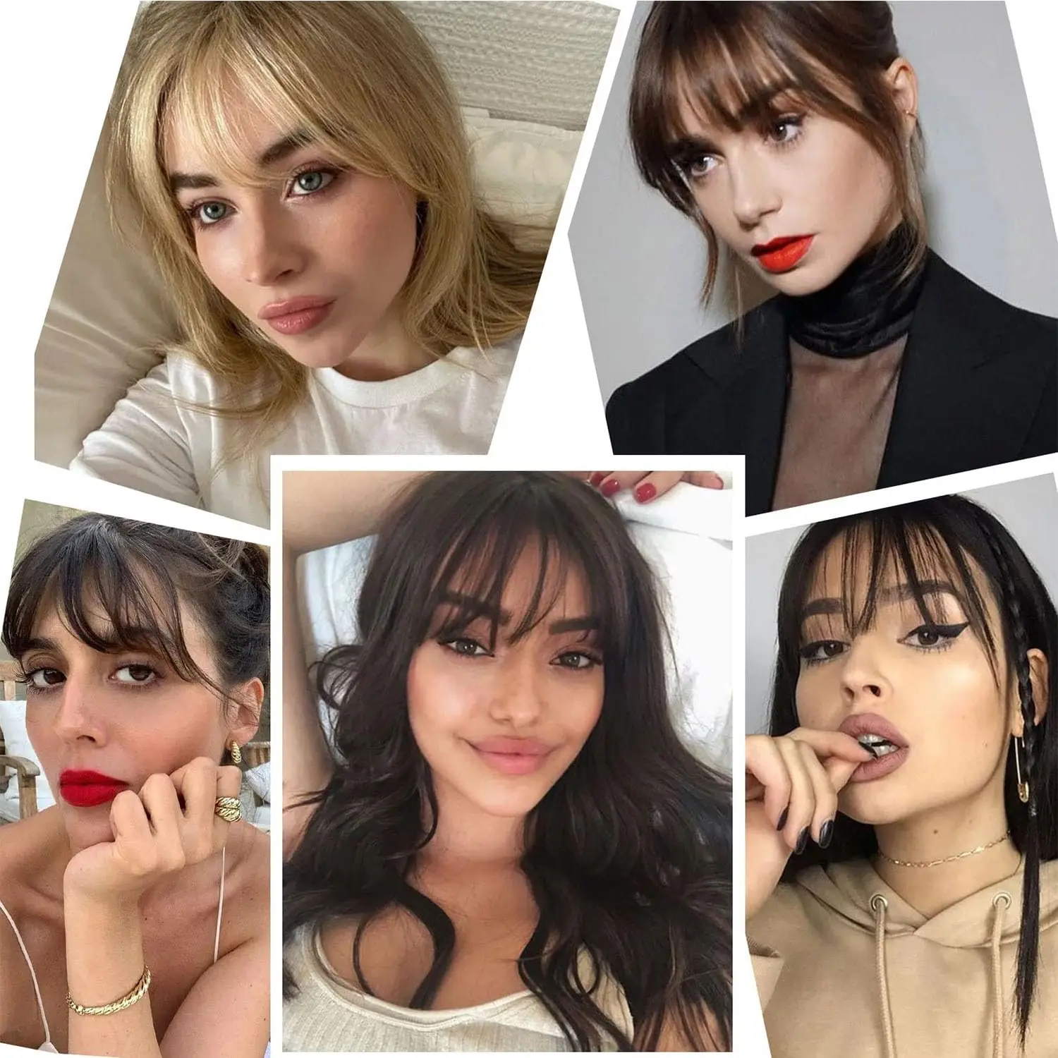 Bangs Hair Clip in Bangs Human Hair Bangs Wispy Fringe with Temples Hairpieces for Women Clip on Air Bangs Flat Neat Bangs Hair