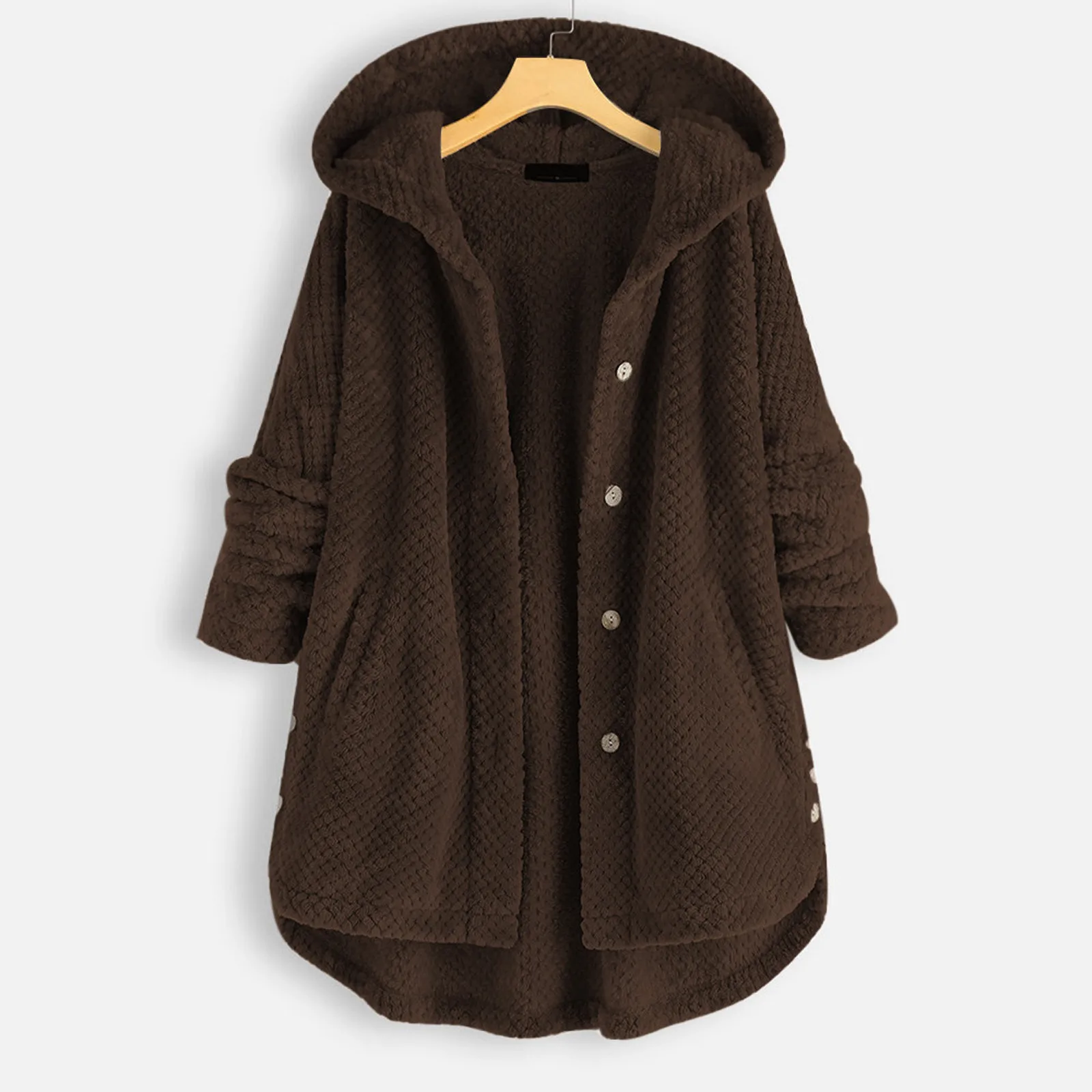 Felpe con cappuccio donna Plus Size bottone peluche top con cappuccio cappotto di lana sciolto giacca invernale tenere calde tasche felpe top