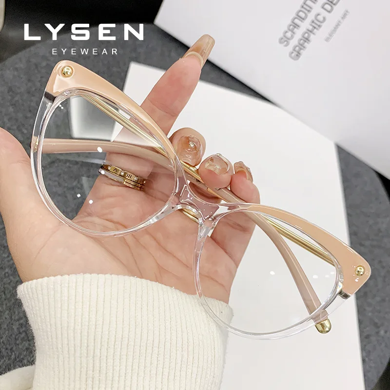LYSEN موضة عين القط النساء نظارات للقراءة مكافحة الضوء الأزرق قصر النظر مخصصة المضادة للانعكاس النظارات الطبية التقدمية