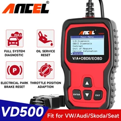 Ancel VD500 OBD2 Scanner Full System Scan ABS Oil EPB Reset OBD 2 Diagnostic Automotive Scanner Tool Car Diagnostic Tool for VW